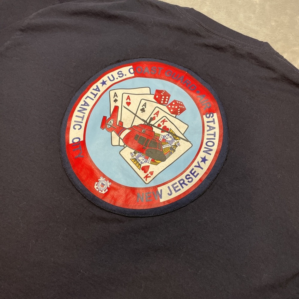 US Coast Guard Atlantic City NJ‎ Air Station Tee T-Shirt Sz 2XL Navy Long Sleeve